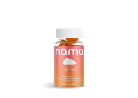 nama relax gummies on white background