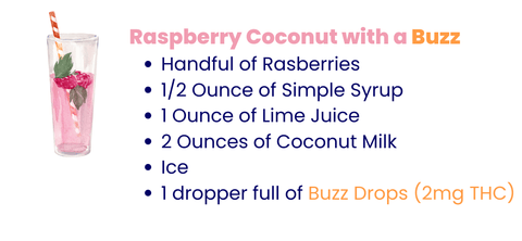 Try our decadent raspberry coconut cannabis mocktail